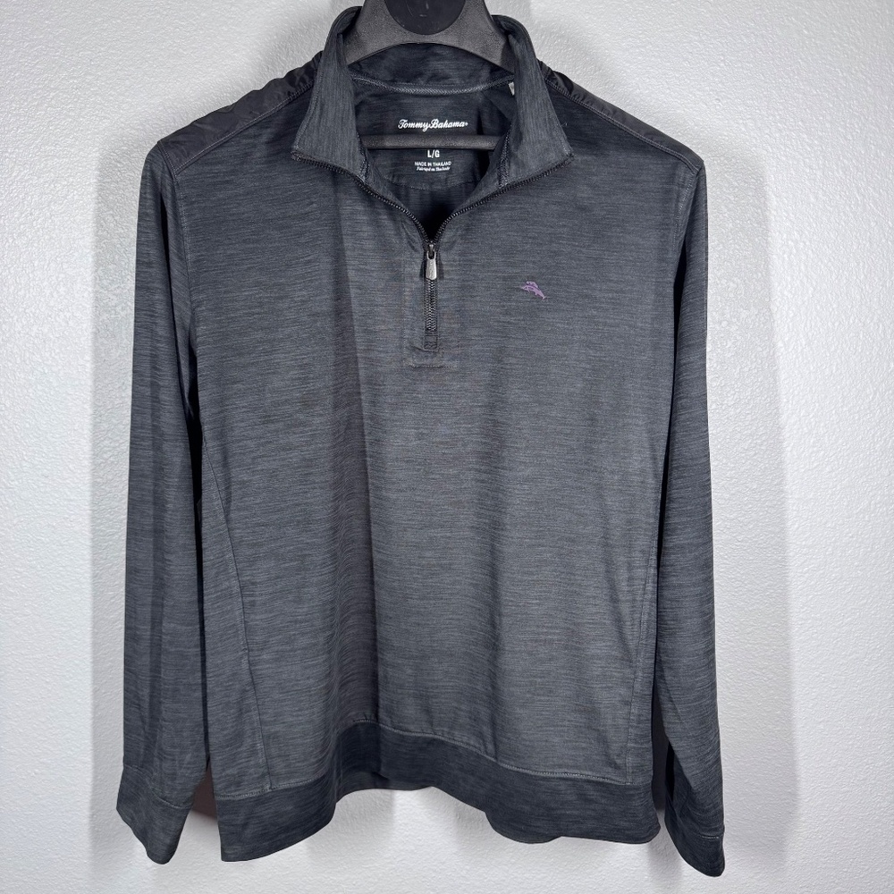 Tommy Bahama IslandZone Mens Large Gray Heather Quarter Zip Pullover Jacket - Picture 3 of 8
